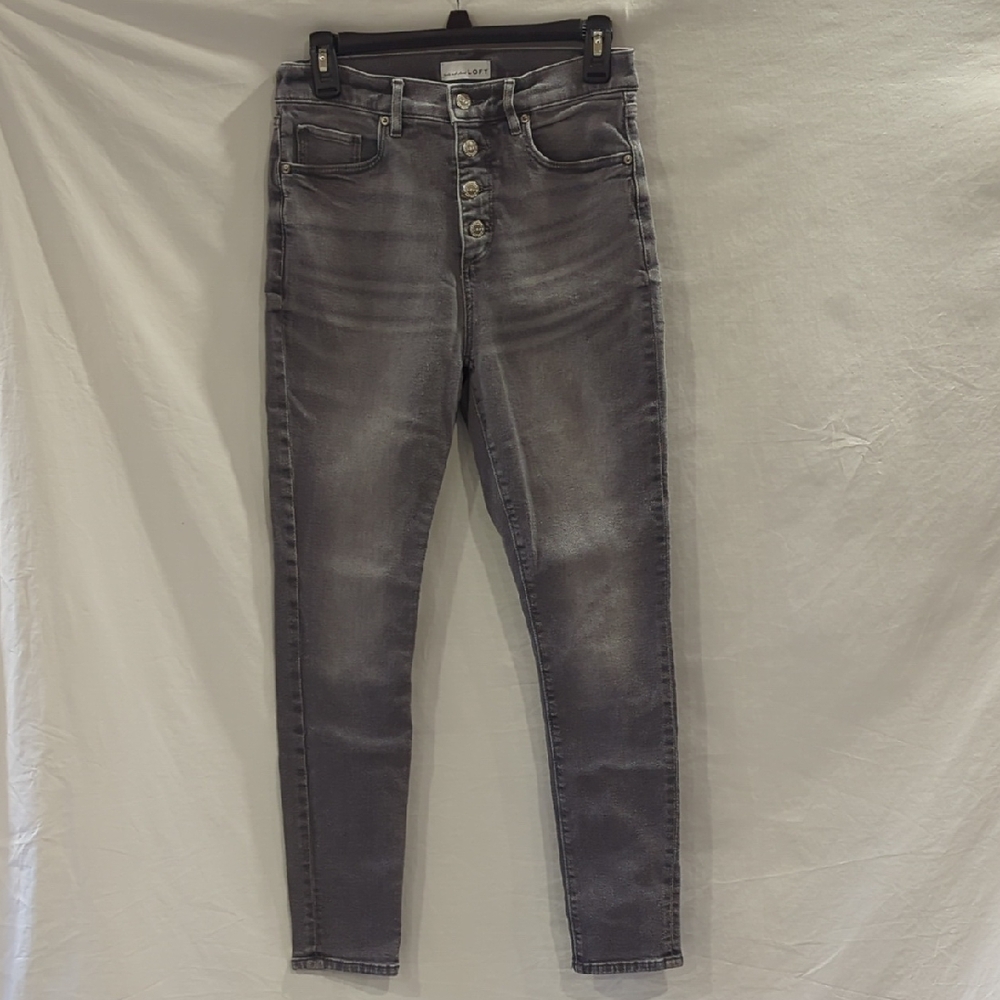 LOFT Women's 28 / 6 Charcoal High Waisted Skinny Jeans